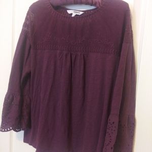Maroon quarter bell sleeves blouse